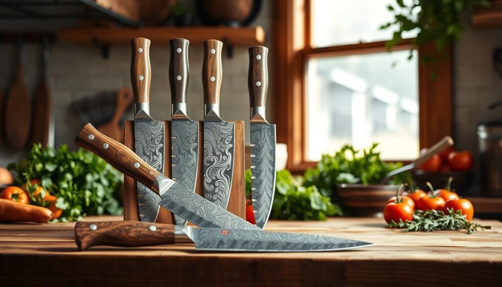 Damascus knife set