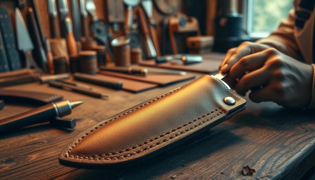 Leather knife sheath construction steps